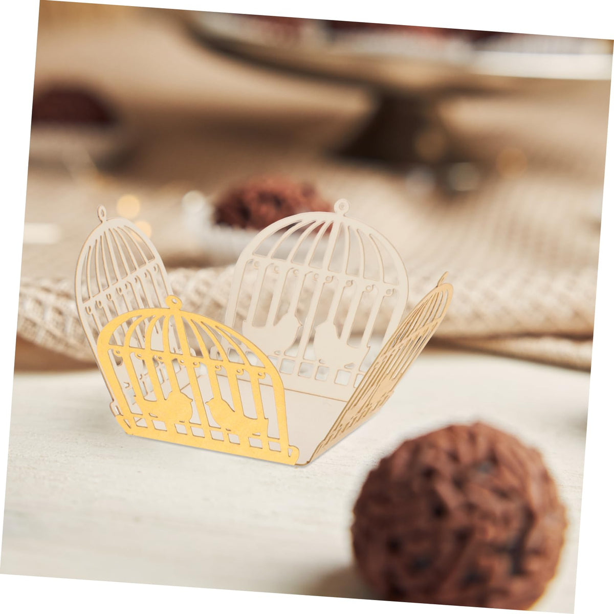 Didiseaon 50Pcs Hollow Out Bird Cage Chocolate Wrappers Decorative Candy Packaging Paper for Weddings Parties and Celebrations Reflective
