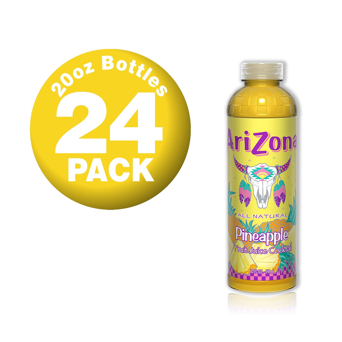 AriZona Pineapple Juice Drink, 20 Fl Oz (Pack of 24)