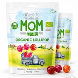 UNIQBITE Organic Lollipops, Vegan Gluten Free Pops with Strawberry Blueberry Watermelon Fruit Flavors, Natural Dye Free Suckers, Individually Wrapped