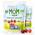 UNIQBITE Organic Lollipops, Vegan Gluten Free Pops with Strawberry Blueberry Watermelon Fruit Flavors, Natural Dye Free Suckers, Individually Wrapped