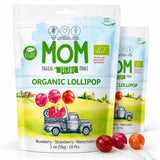 UNIQBITE Organic Lollipops, Vegan Gluten Free Pops with Strawberry Blueberry Watermelon Fruit Flavors, Natural Dye Free Suckers, Individually Wrapped