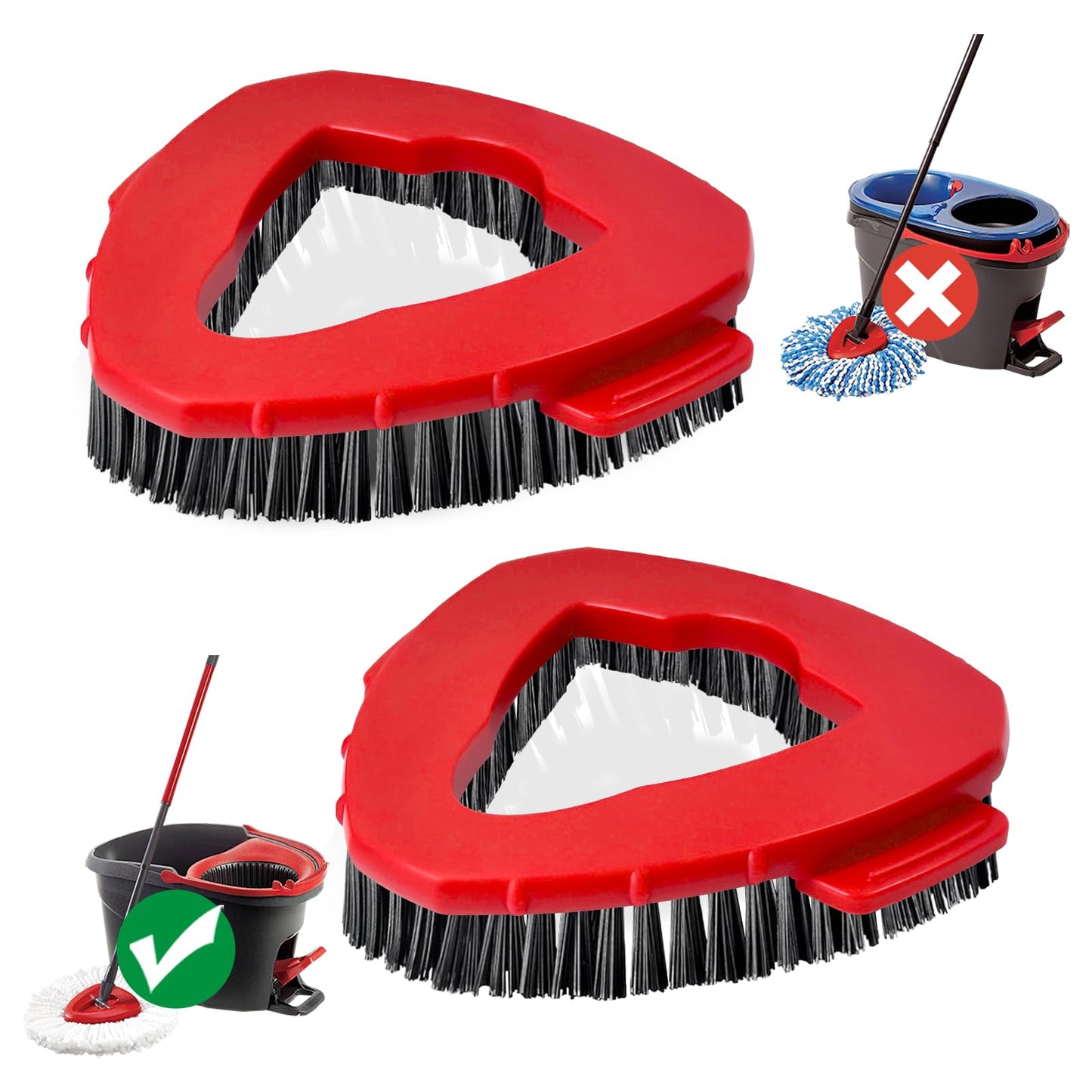 2 Pack Spin Mop Scrub Brush Replacement Head Compatible with EasyWring 1-Tank System, Hard Bristle Floor Scrubber Attachment for Tile, Tub, Bathroom