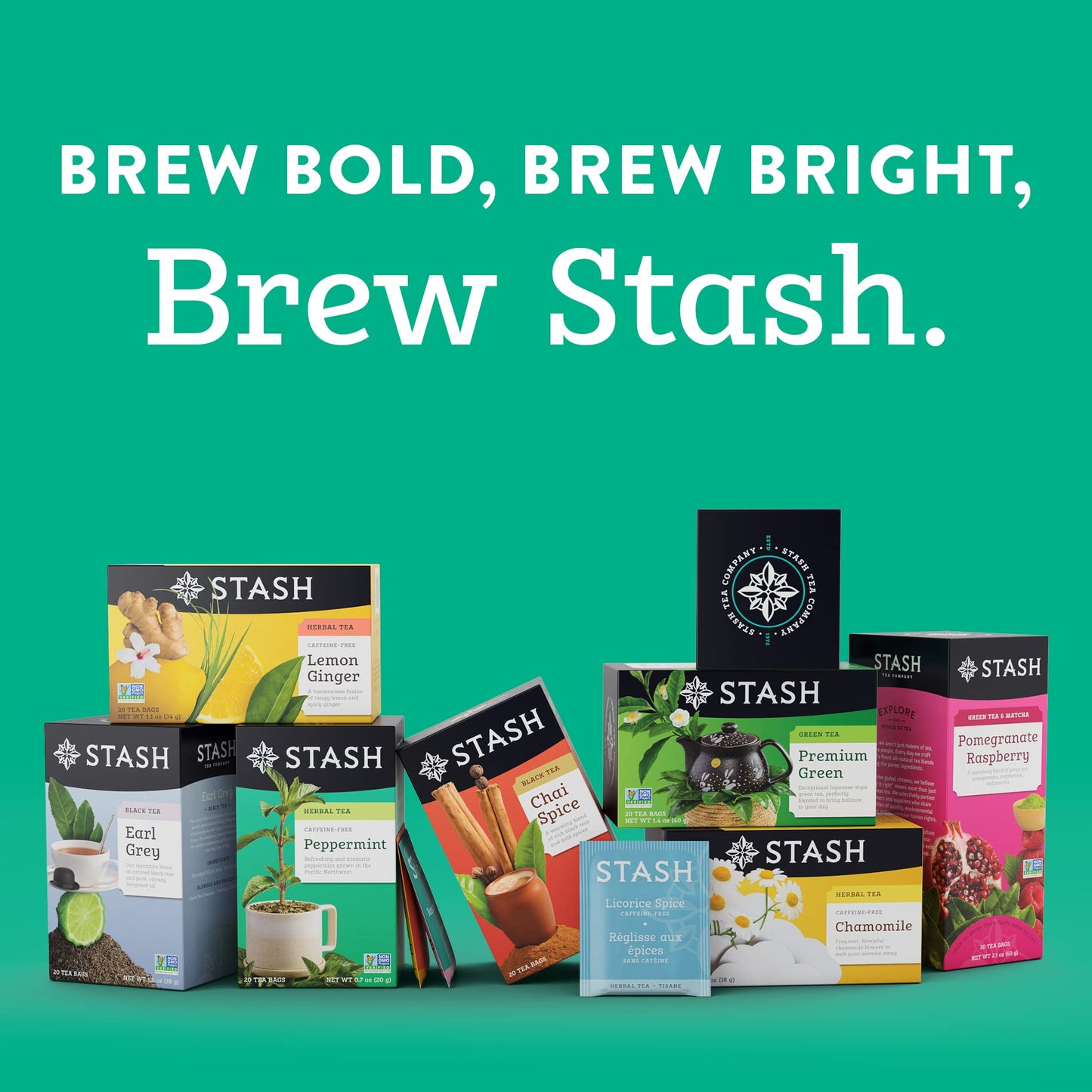 Stash Tea Lemon Ginger Herbal Tea, Box of 20 Tea Bags