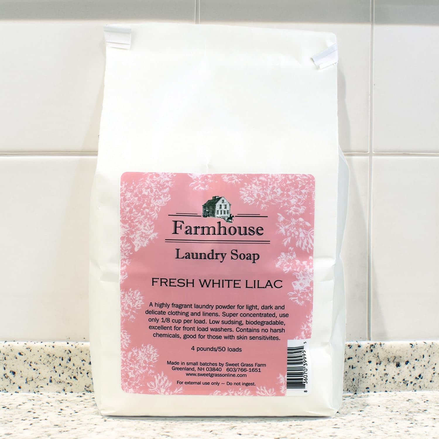 Sweet Grass Farm Farmhouse Laundry Soap Baking Soda Borax Lilac 4 Pound Bag