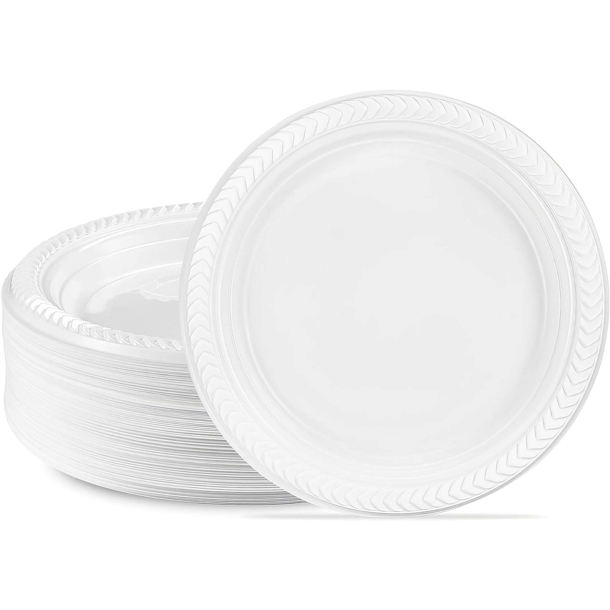 Exquisite Clear Cuisine Plastic Plates - 6" (Pack of 40) - Durable & Microwavable - Ideal for Everyday Dining & Parties