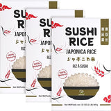 Soeos Japonica Sushi Rice 2 Pound (Pack of 3), Short Grain Rice, Gluten-Free, Non-GMO White Japanese-Style Sticky Rice, Perfect for Sushi Rolls, Rice Bowls, and Mochi