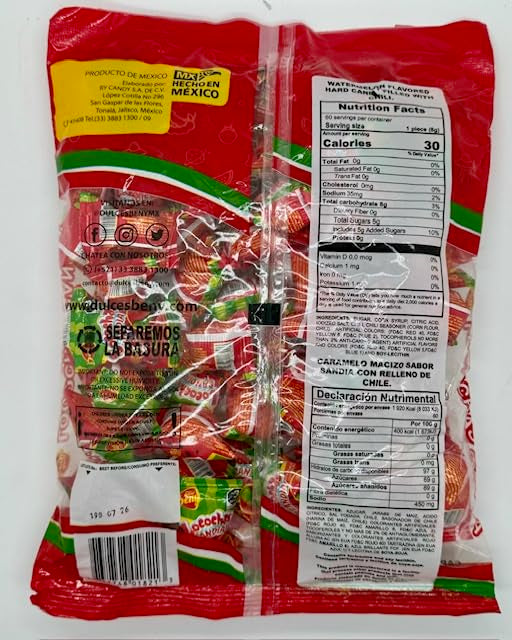 BENY LOCOCHAS WATERMELON (SANDIA) HARD CANDY 1LB .098 OZ 60pcs