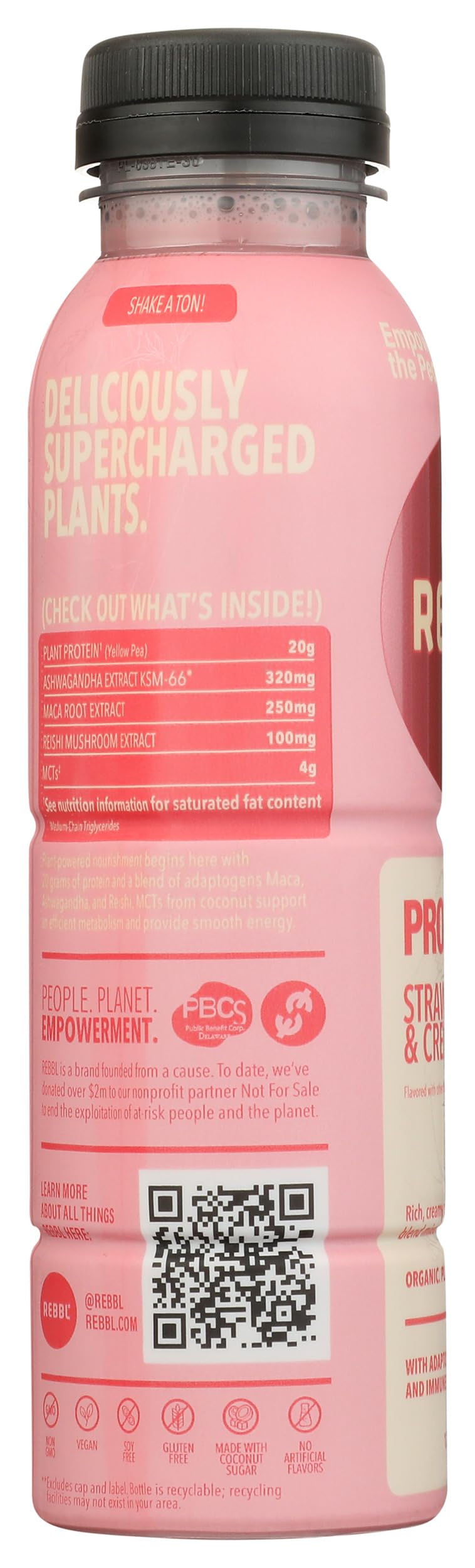 Rebbl Organic Strawberries & Creme Protein Elixir, 12 FZ