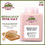 Himalayan Chef Pink Salt Fine Plastic Jar 5 Lbs, Pure 100% Natural Gourmet Pink Salt, Add Essential Minerals | Perfect for cooking & Seasoning, Pack