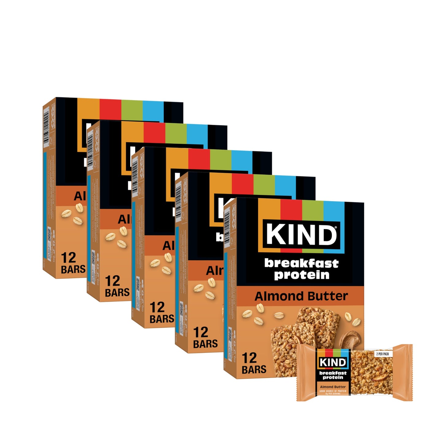 KIND Breakfast Protein Bars, Almond Butter, Gluten Free, Low Sodium, Healthy Snacks, 8g Protein, 30 Count (30 Packs of 2 Bars)