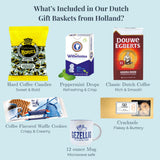deReuze Netherlands Snack Box Including European Ground Coffee Candy and Wafer Cookies Breath Mints Snack Pack with Gezellig Mug Imported Dutch Gift