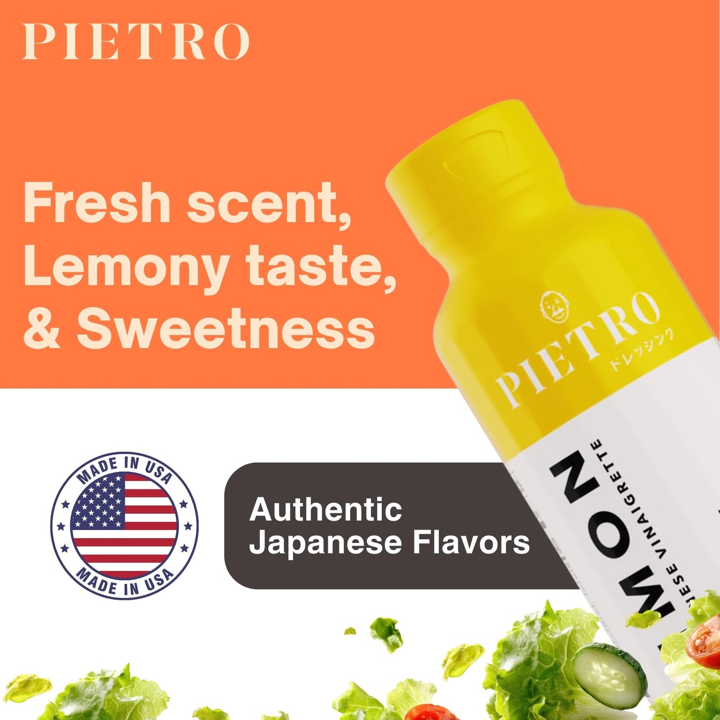 Pietro Lemon Japanese Style Marinade & Vinaigrette - No Preservatives, Non-GMO Fresh Lemon Flavor for Salad Dressing, Seafood, Noodles & Chicken - 9.3