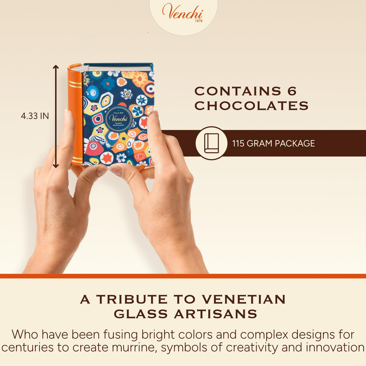 Venchi - Murrine Collection - Mini Book With Assorted Chocoviar Chocolates, 4.05 oz - Gluten Free - Gift Idea for Birthday and Anniversary