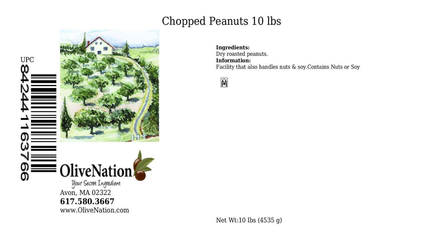 OliveNation Chopped Peanuts, Blanched, Skinless, Dry Roasted, Unsalted, Non-GMO, Gluten Free, Kosher, Vegan - 16 ounces