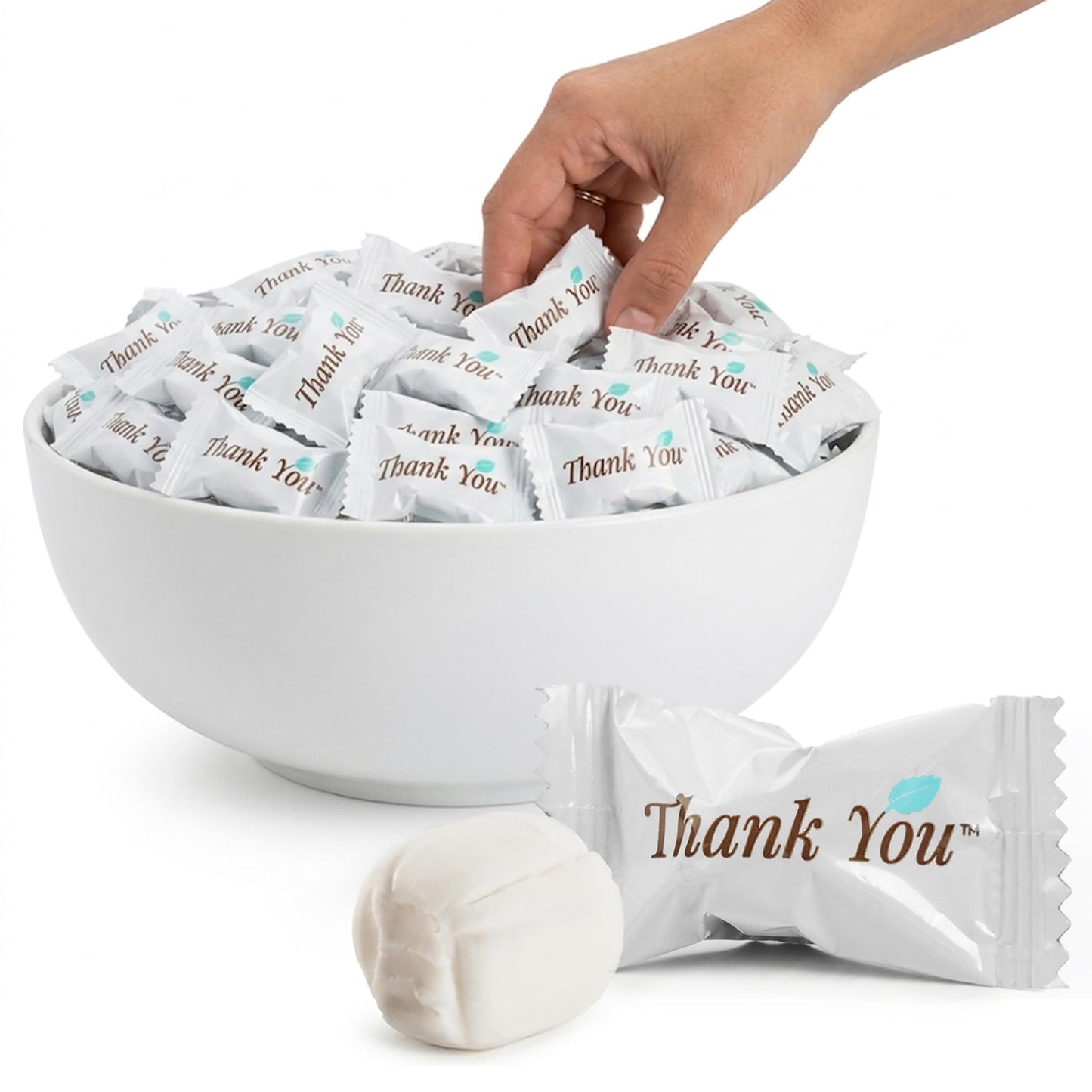 Stock Your Home Thank You Buttermints, Approx. 125 Count - Individually Wrapped Butter Mints, Soft Creamy Mint Candy, Kosher, Made in USA, Perfect