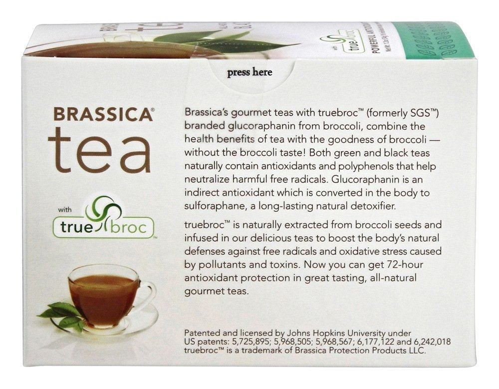 Brassica Tea Black Tea with truebroc, Case of 6 Boxes (16 Tea Bags Per Box)