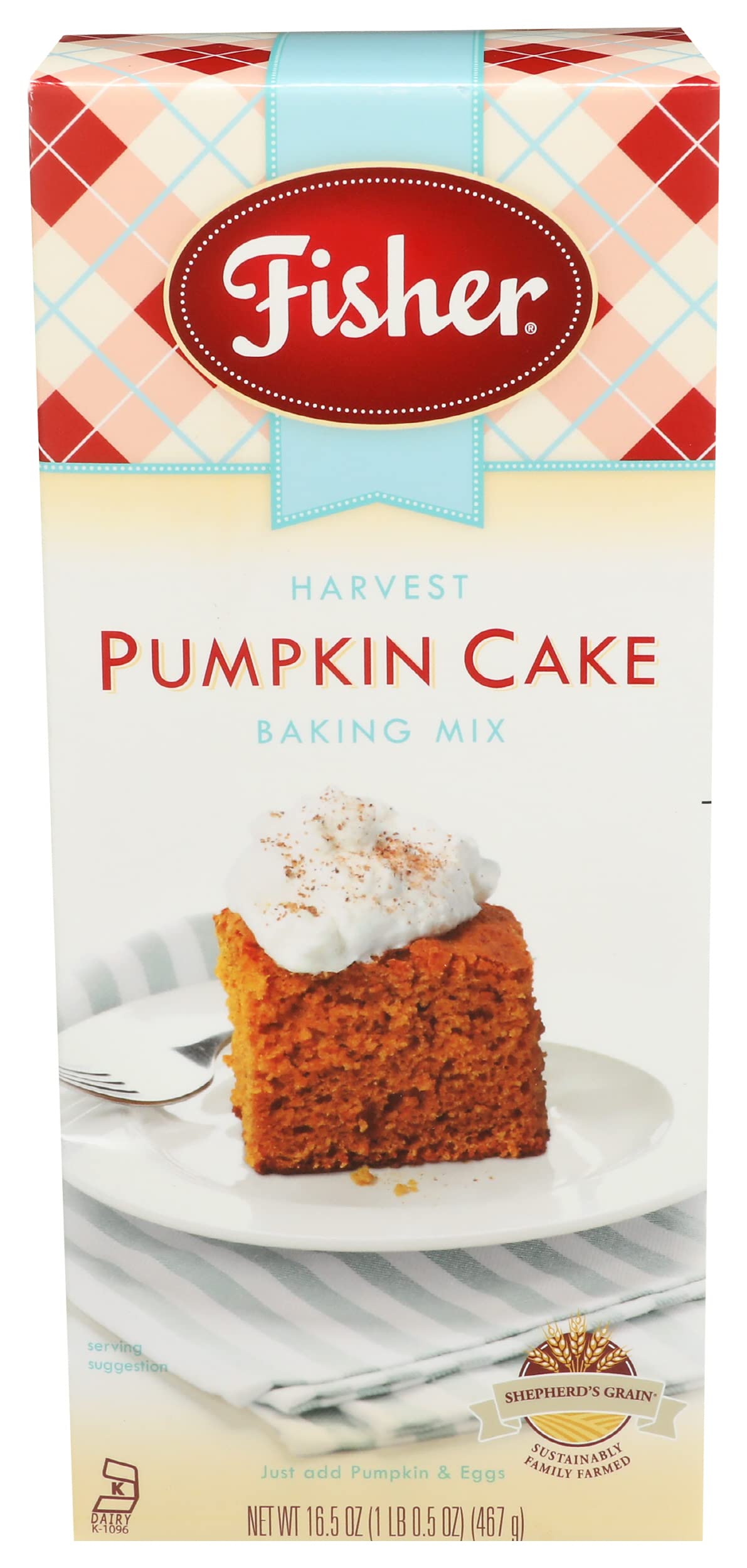 Fisher Harvest Pumpkin Cake Mix, 16.5 OZ (Pack of 3)