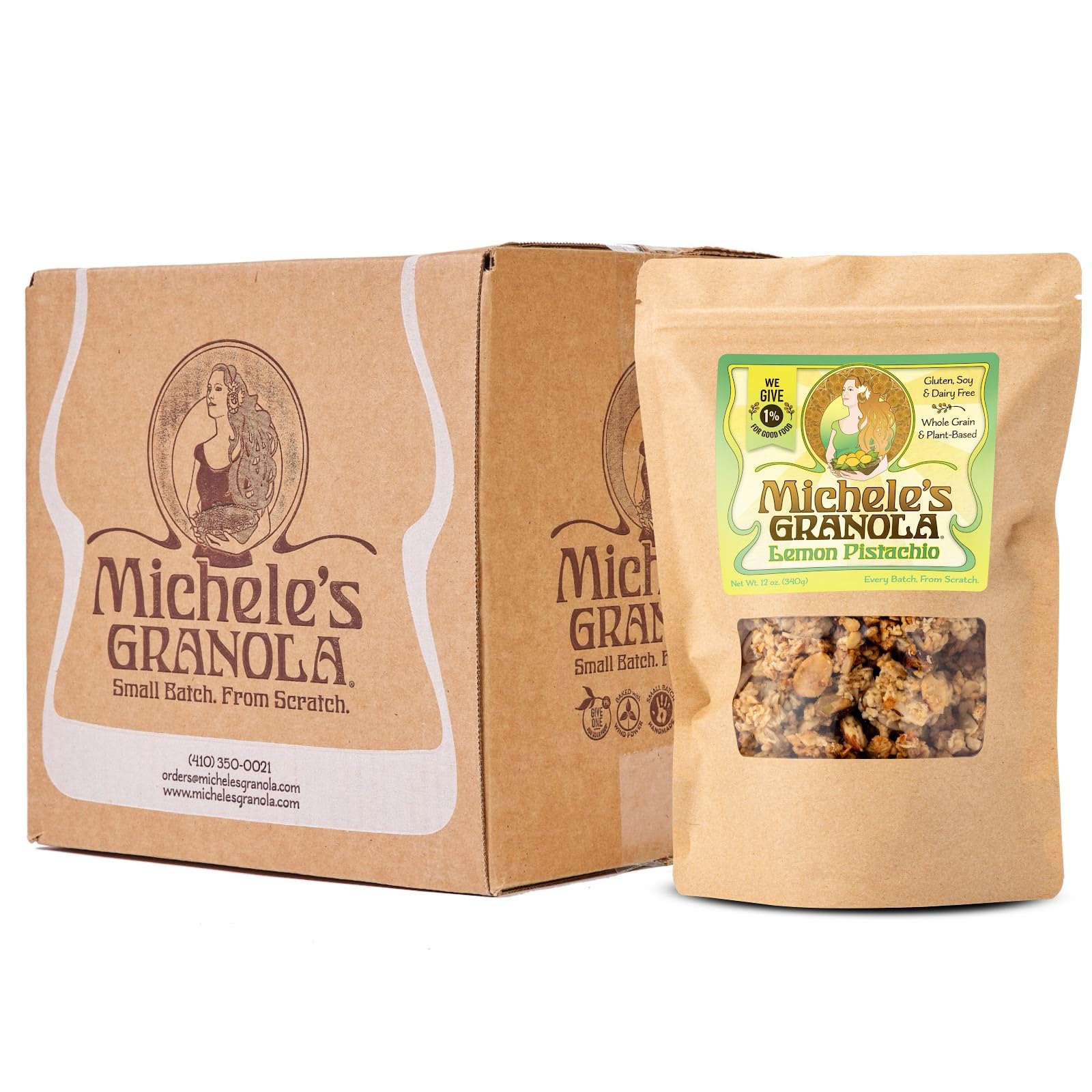 Michele's Granola Lemon Pistachio, Gluten Free & Non-GMO, 12 Ounce, Pack of 6