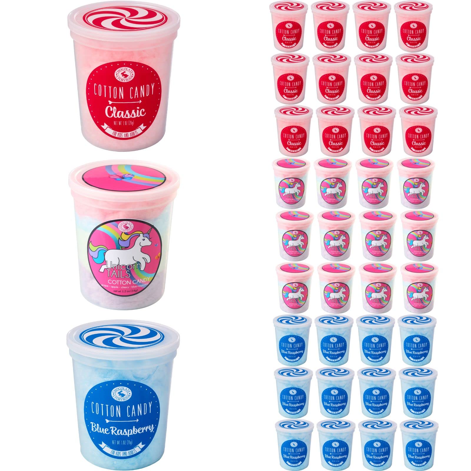 Cotton Candy Party Pack with Pink, Blue Raspberry and Unicorn Flavors (36 Pack) - Unique Idea for Holidays, Birthdays, Gag Gifts, Party Favors…