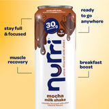 Nurri - 30g Protein Ultra Filtered Milk Shake - Mocha- with Caffeine for Energy, Lactose Free, Low Sugar, 150 Calories, 10 Vitamins and Minerals - 11