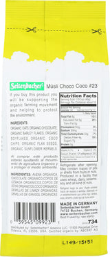 Seitenbacher, Muesli No 23 Choco Coco Organic, 16 Ounce