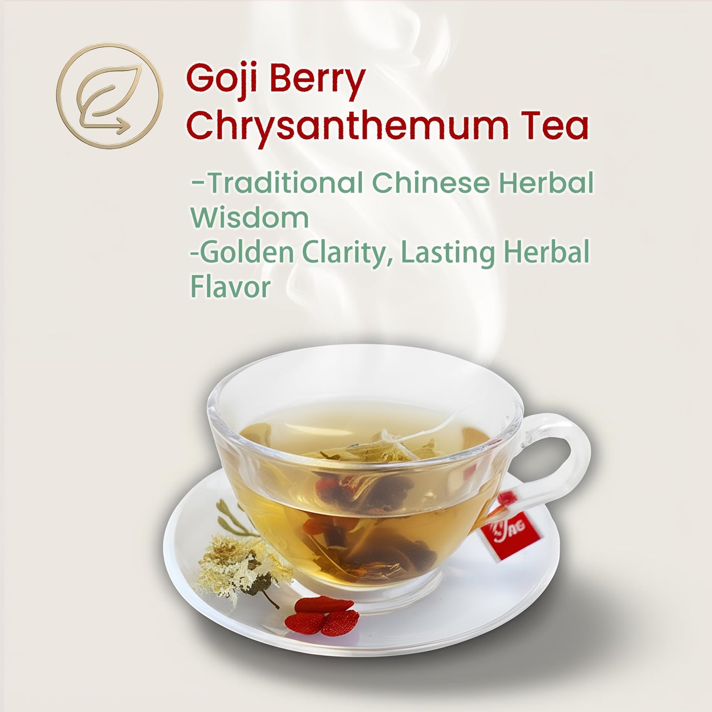ADMIRINGAZELAND Goji Berry Chrysanthemum Tea Bags, 30 Count - Pyramid Teabags, 6 Ingredients - Dandelion Root, Wolfberry, Cassia Seed, Honeysuckle