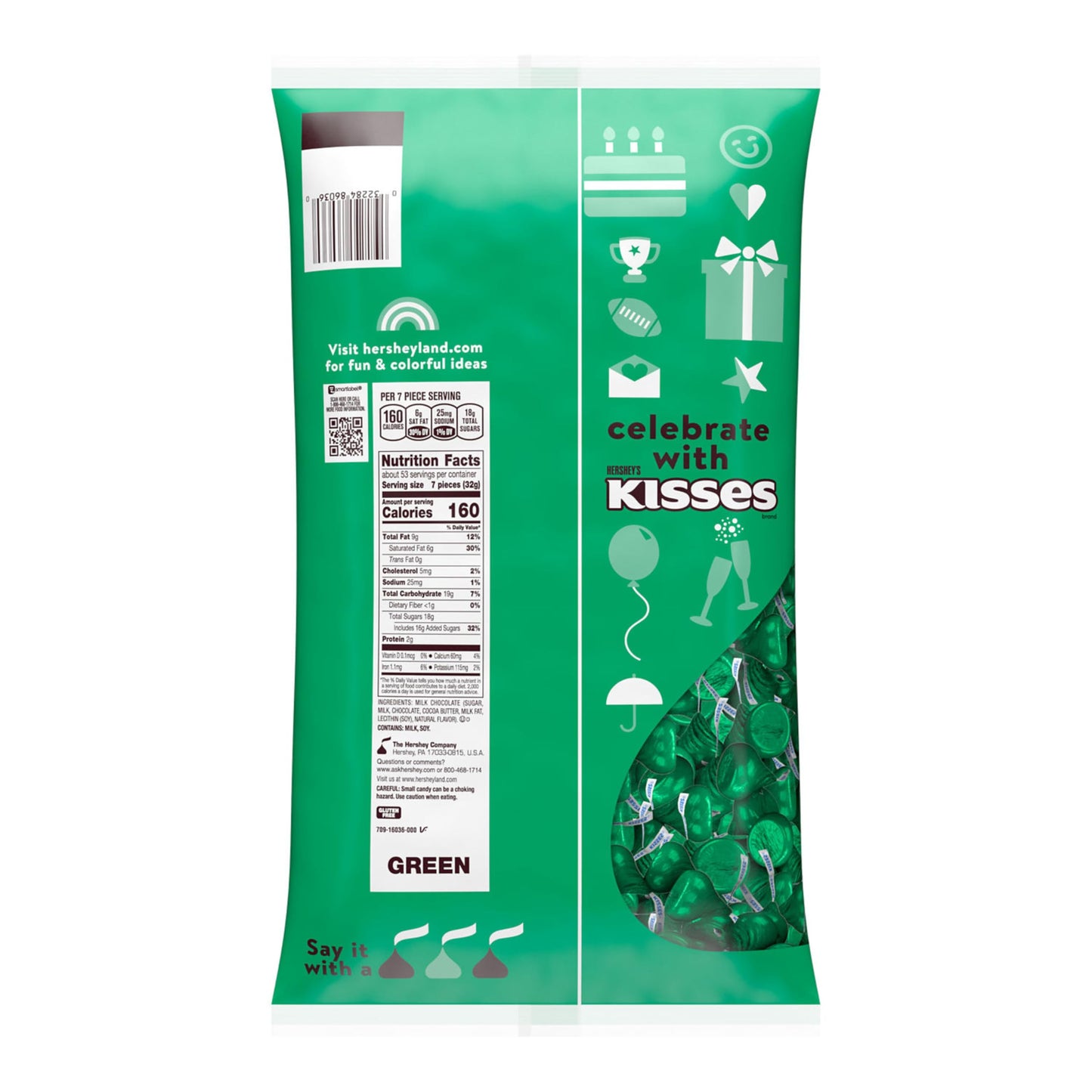 HERSHEY'S KISSES Milk Chocolate Candy Bulk Bag, 60 oz