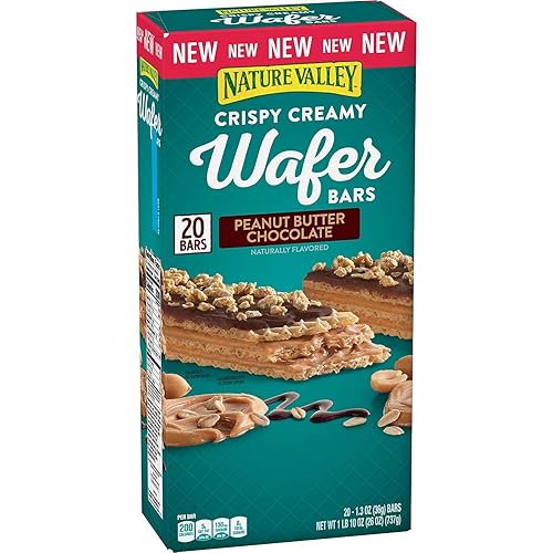 Nature Valley Crispy Creamy Wafer Bars, Peanut Butter Chocolate, 1.3 Oz, 20 Count