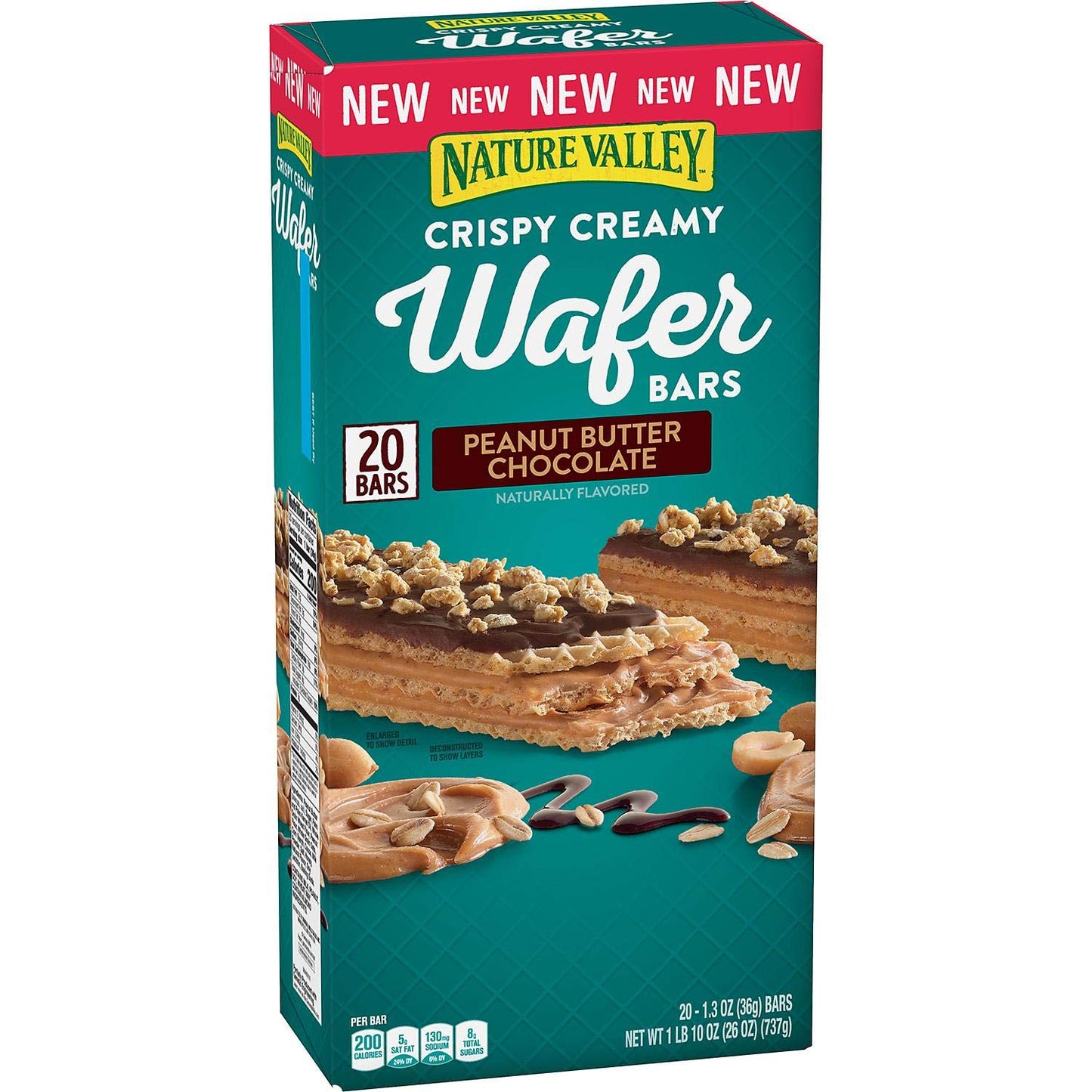 Nature Valley Crispy Creamy Wafer Bars, Peanut Butter Chocolate, 1.3 Oz, 20 Count