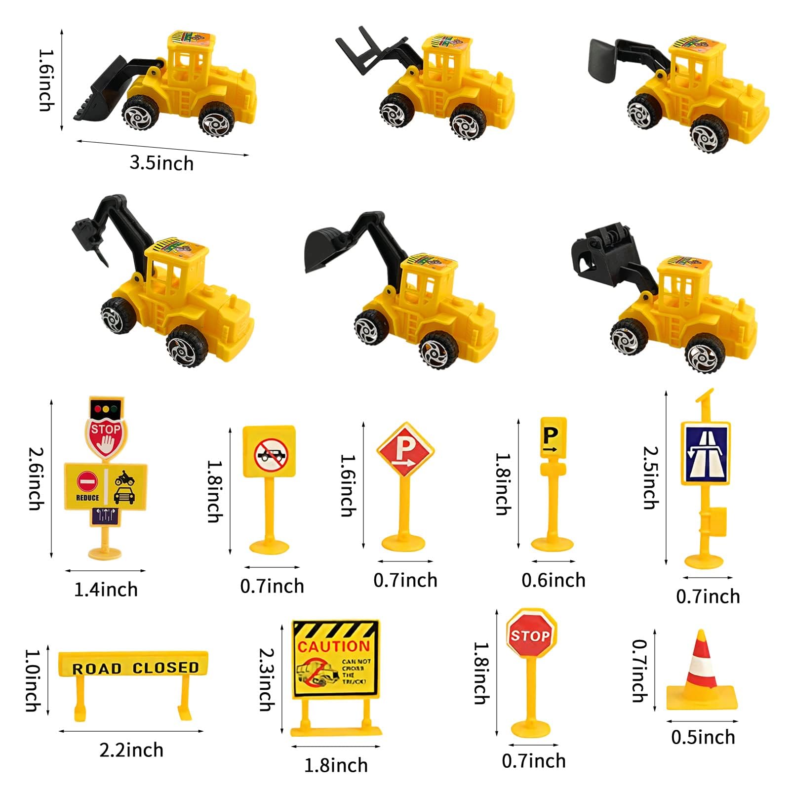 27 PCS Mini Construction Vehicles Cake Decoration Set Truck Road Sign Cake Toppers Construction Birthday Party Supplies
