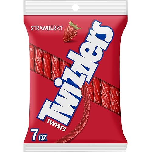 TWIZZLERS Twists Strawberry Flavored Licorice Style, Chewy Candy Bag, 7 oz