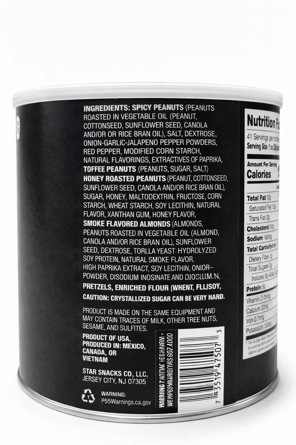 Imperial Nuts Sweet & Savory Bar Mix Snack Mix with Peanuts, Almonds & Pretzels, Resealable Tub, 41 oz (2 lb 9 oz)