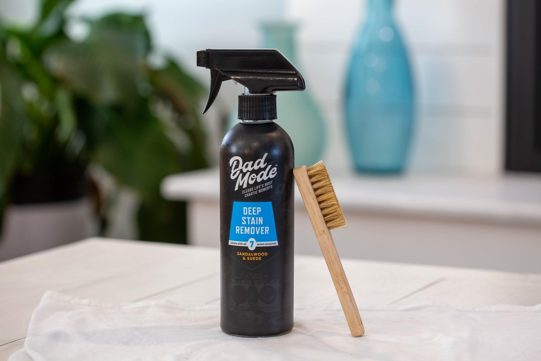 DadMode Laundry Stain Brush - Removes 25% More Stains - Beechwood Laundry Brush with Boar’s Hair Bristles - Ergonomic Handle for Clothes, Kids Messes