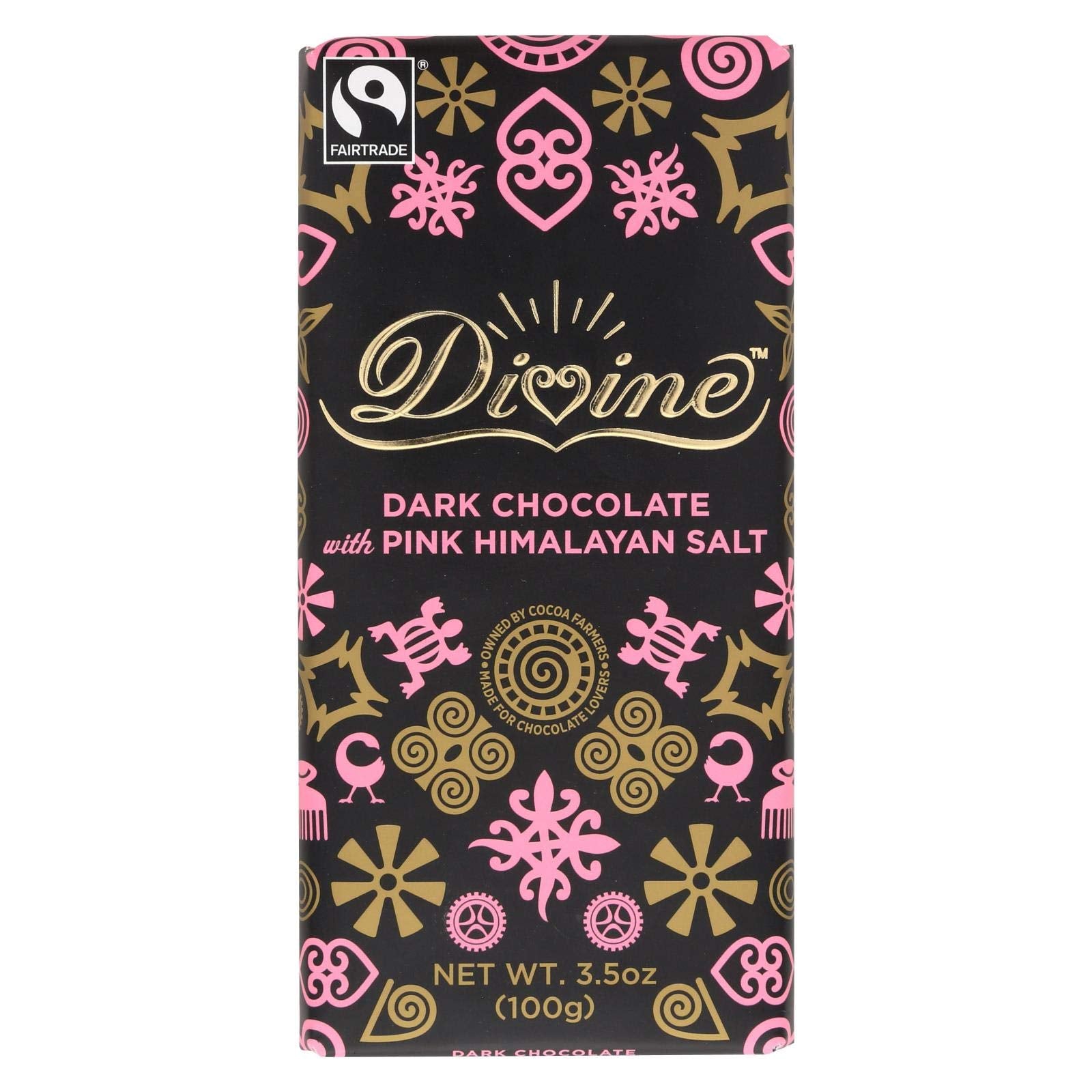 DIVINE Dark Chocolate Bar; With Pink Himalayan Salt , Pack of 10