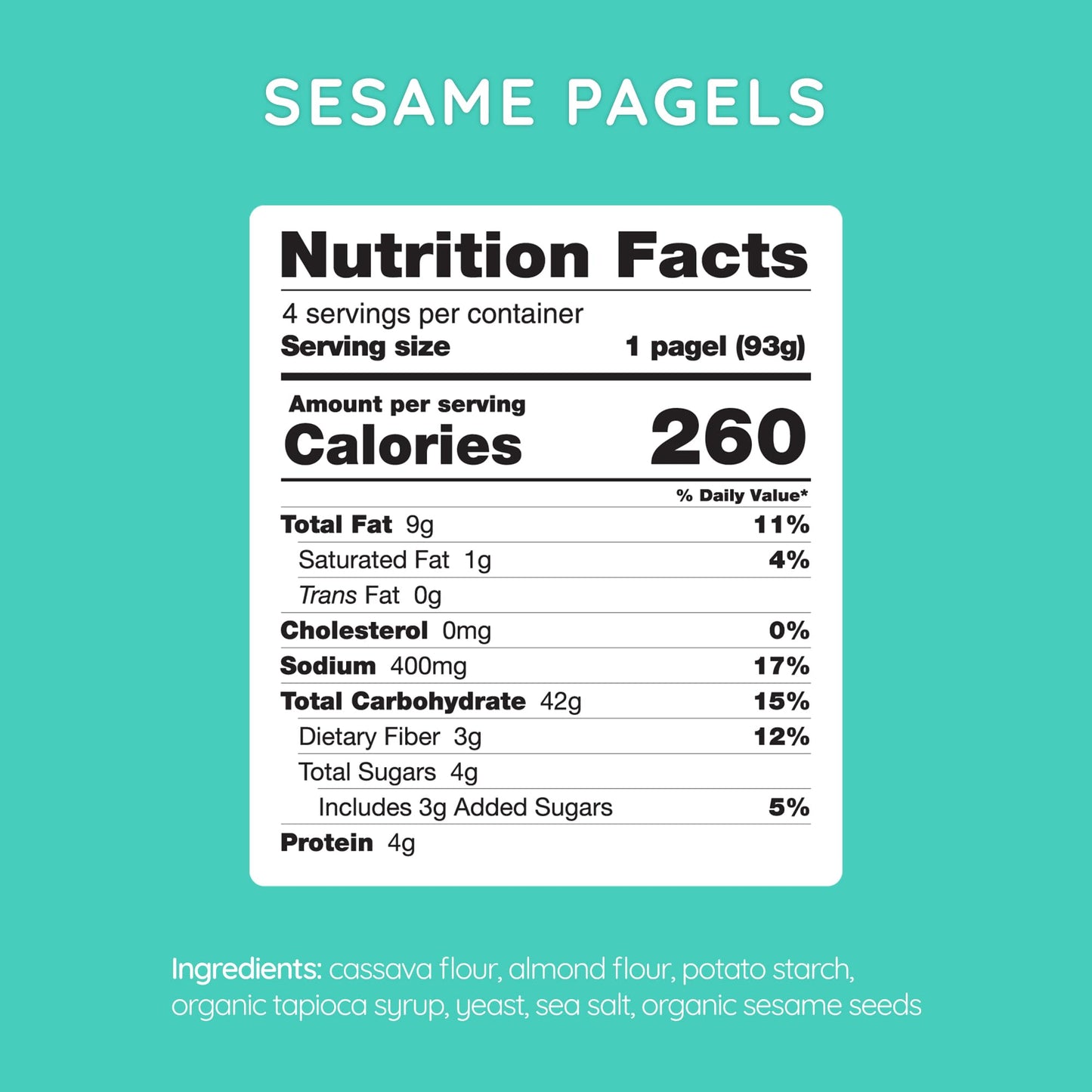Bedrock Bakers Pagels Sesame (2 Pack) - Gluten-Free & Grain-Free Bagels - Paleo, Vegan, Kosher - No Preservatives, No Gums, No Oils, Minimal