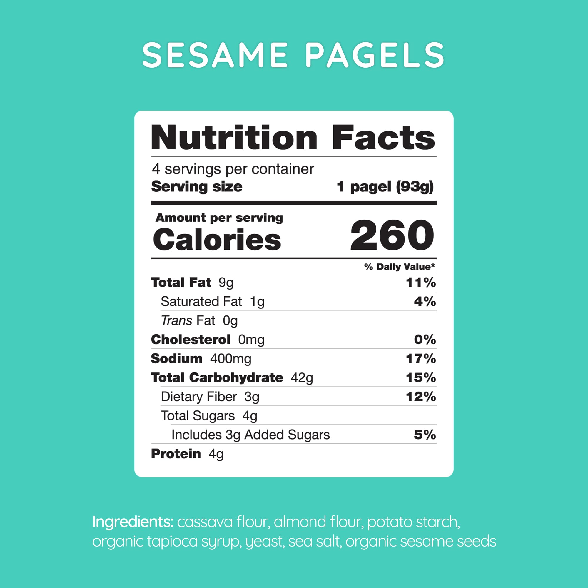 Bedrock Bakers Pagels Sesame (2 Pack) - Gluten-Free & Grain-Free Bagels - Paleo, Vegan, Kosher - No Preservatives, No Gums, No Oils, Minimal