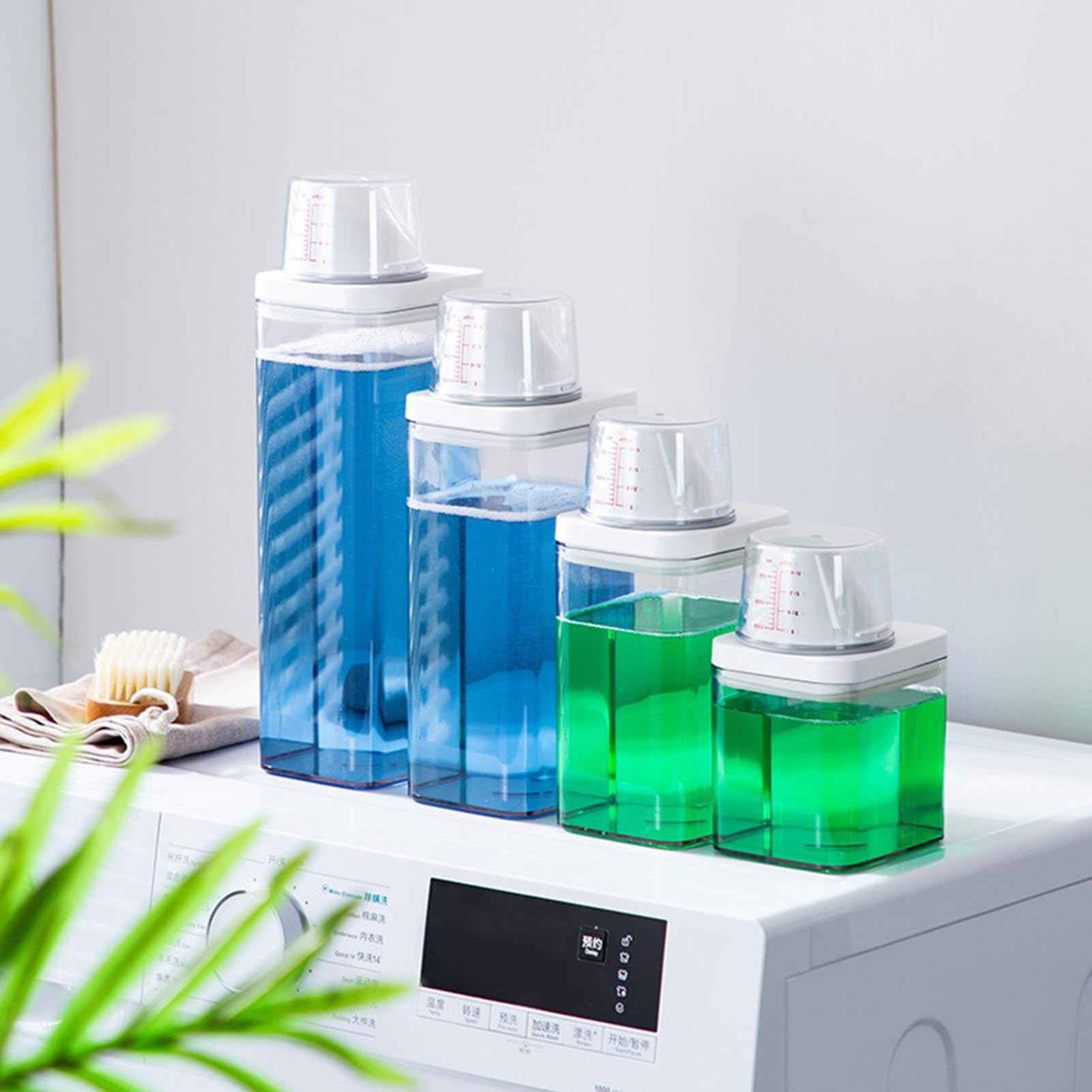 Laundry Detergent Dispenser | Washing Powder Dispenser with Measuring Cup,Reusable Empty Bottles Laundry Washing Up Powder Container Soap Detergents