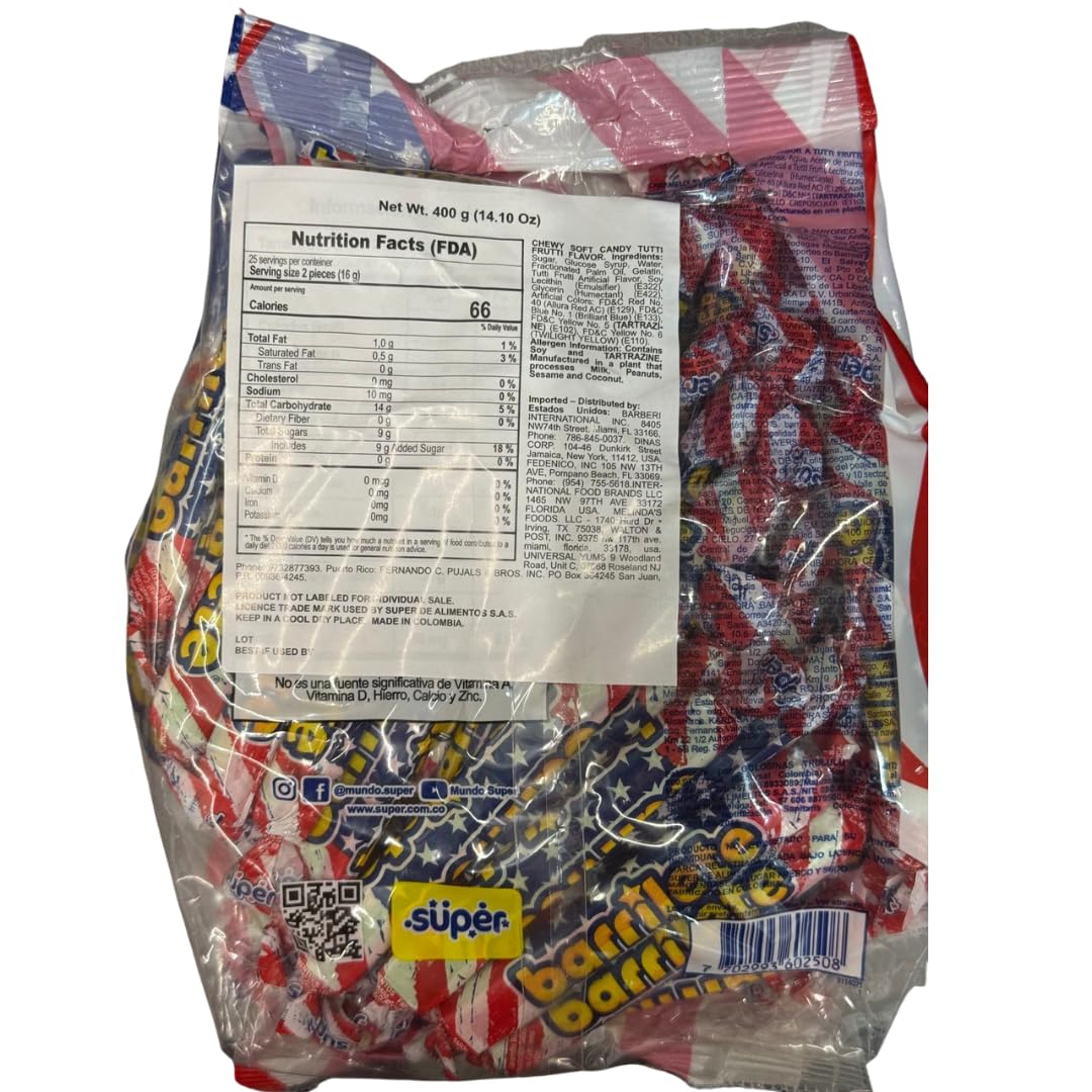 2 Pack Barrilete SUPER - 100 Count Total (800g / 28.2 oz) - Chewy Fruit-Flavored Candy from Colombia