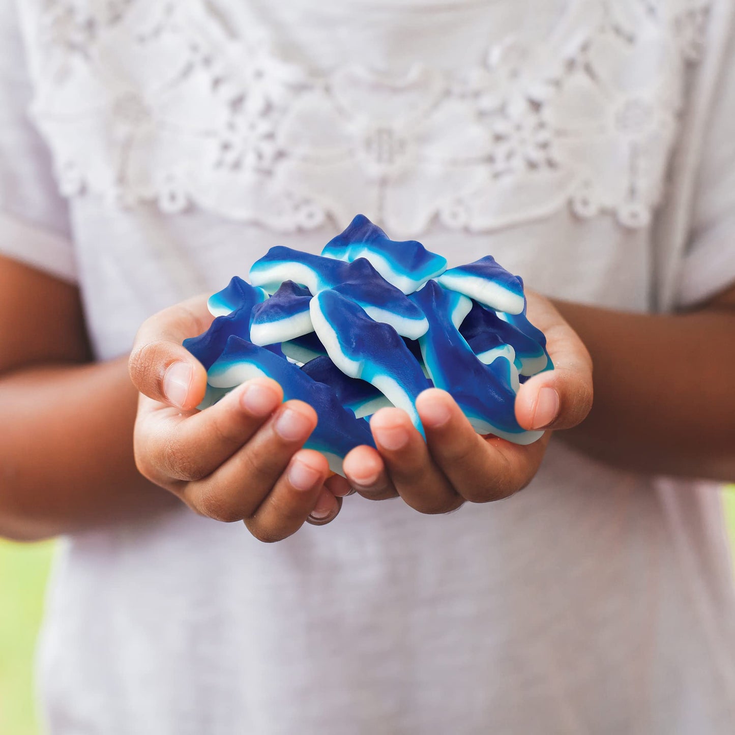 Blue Sharks Gummy Candy - 2 Pound Bulk Pack - Blue Raspberry Marshmallow Flavor