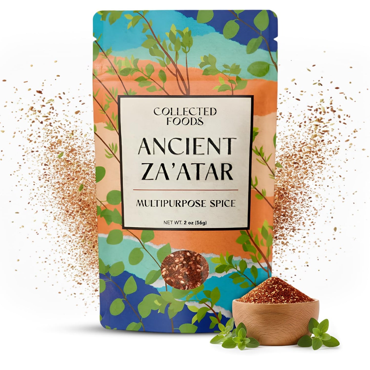 Collected Foods Premium Za’atar Spice Blend, NY Chef Crafted, Small-Batch Middle Eastern Seasoning with Sumac Spice, and Sesame Seeds, 2 oz, Vegan
