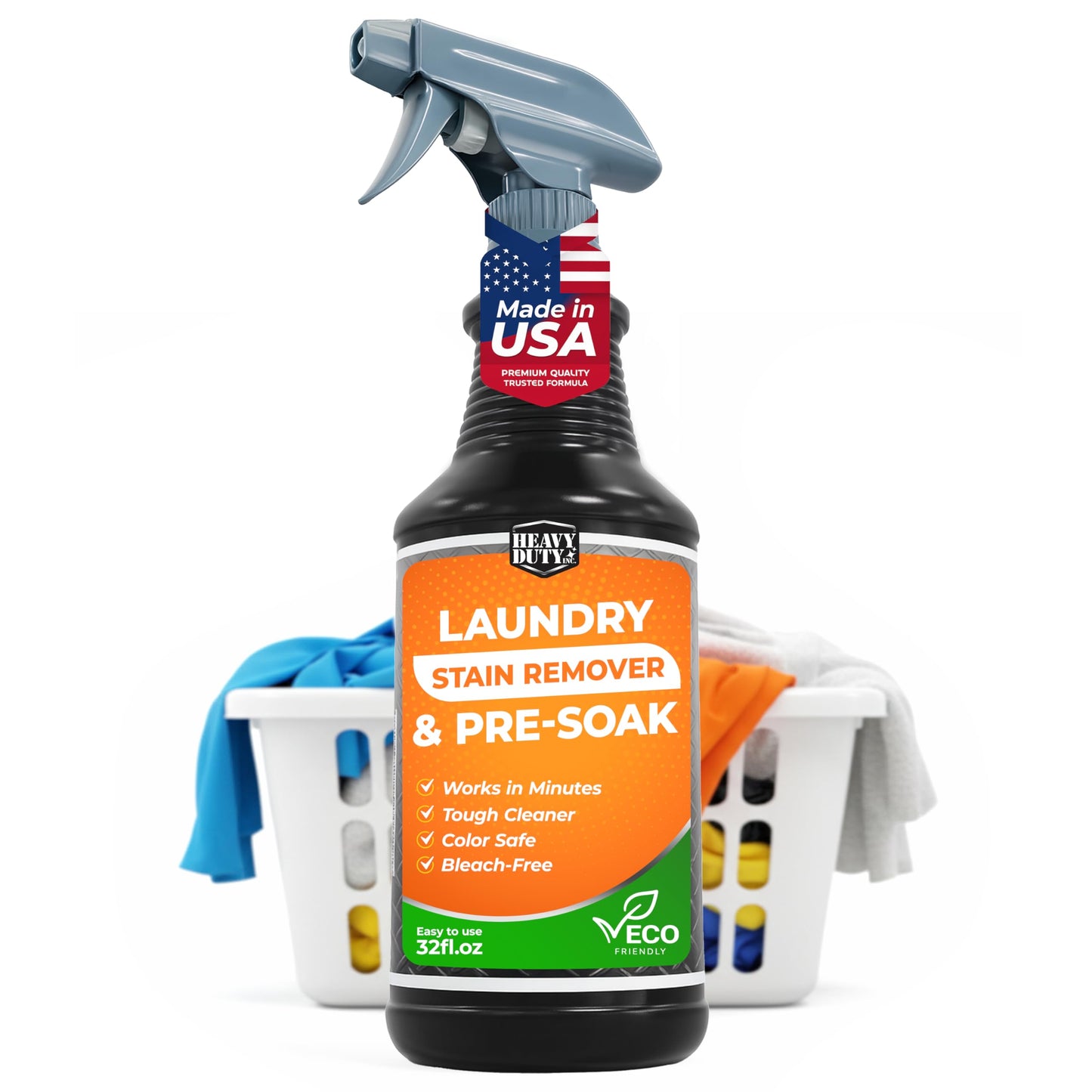 Heavy Duty Laundry Stain Remover & Pre-Soak Spray - 32 fl oz - Industrial Strength Fabric Spot Cleaner - Removes Oil, Blood, Urine, Pet, Grass, Sweat