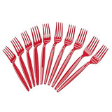 Blue Orchards Red Plastic Forks (24 Pack) - Vibrant Red Disposable Party Forks, Lightweight Durable Plastic Cutlery for Birthday, Halloween