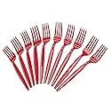 Blue Orchards Red Plastic Forks (24 Pack) - Vibrant Red Disposable Party Forks, Lightweight Durable Plastic Cutlery for Birthday, Halloween