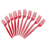 Blue Orchards Red Plastic Forks (24 Pack) - Vibrant Red Disposable Party Forks, Lightweight Durable Plastic Cutlery for Birthday, Halloween