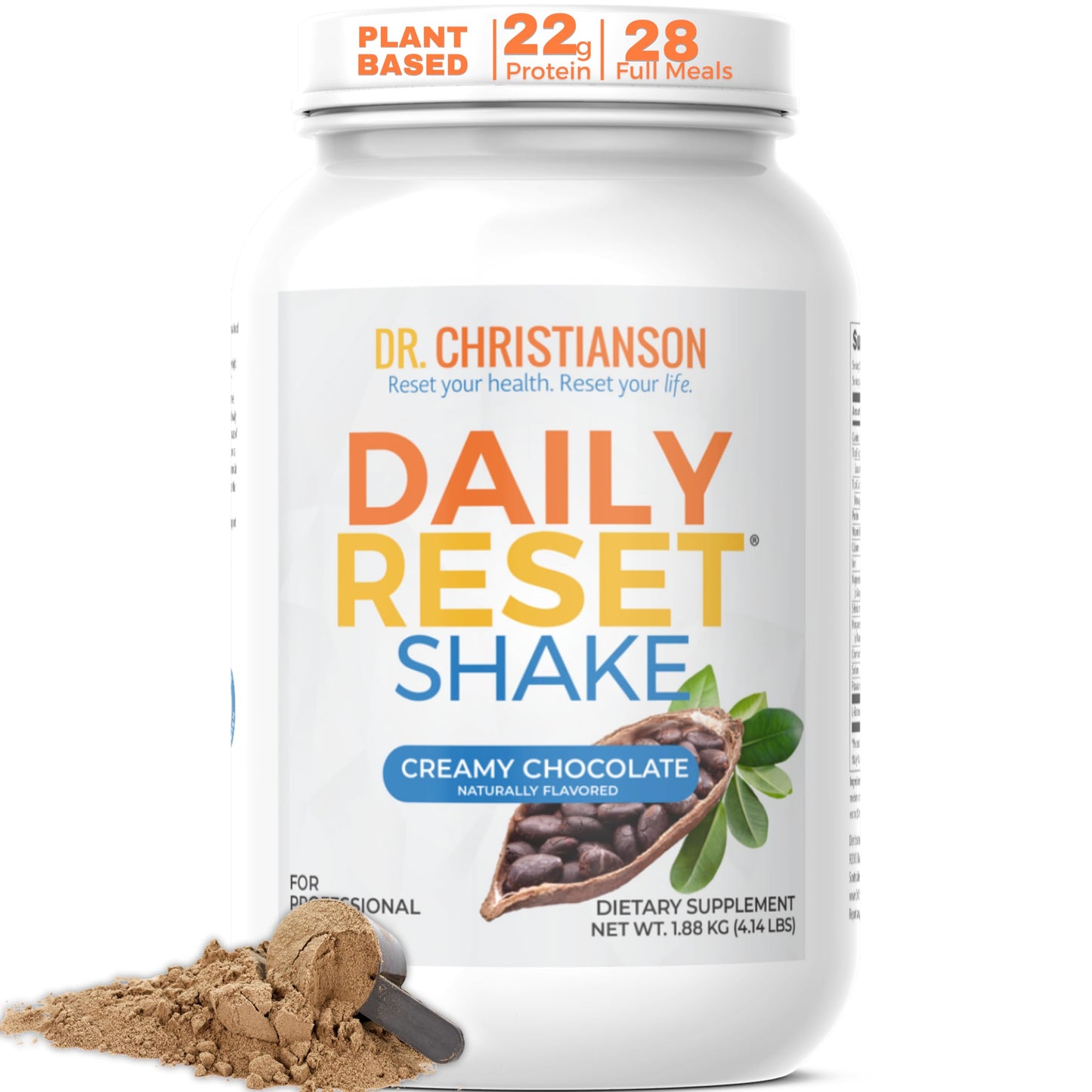 Dr. Christianson's Original Daily Reset Meal Replacement Shake (Chocolate) - Doctor Formulated Natural Pea Protein & Resistant Starch Powder