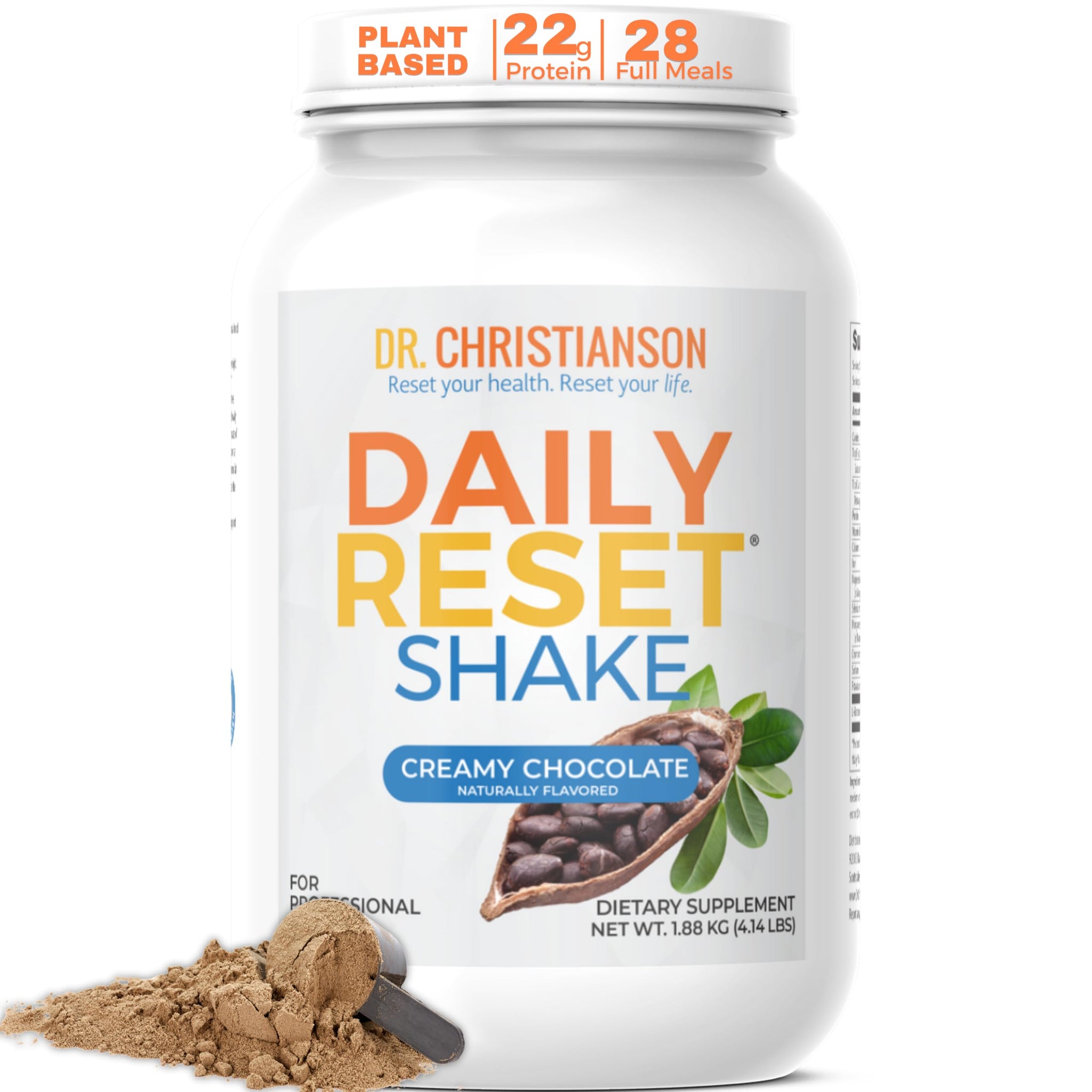 Dr. Christianson's Original Daily Reset Meal Replacement Shake (Chocolate) - Doctor Formulated Natural Pea Protein & Resistant Starch Powder