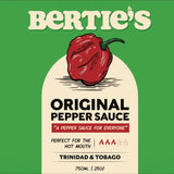 Bertie's Original Pepper Sauce (26 Oz/750ml) | Great Flavour And Heat | Made With Fresh Trinidad Moruga Red And Scotch Bonnet Yellow Peppers | Tastes
