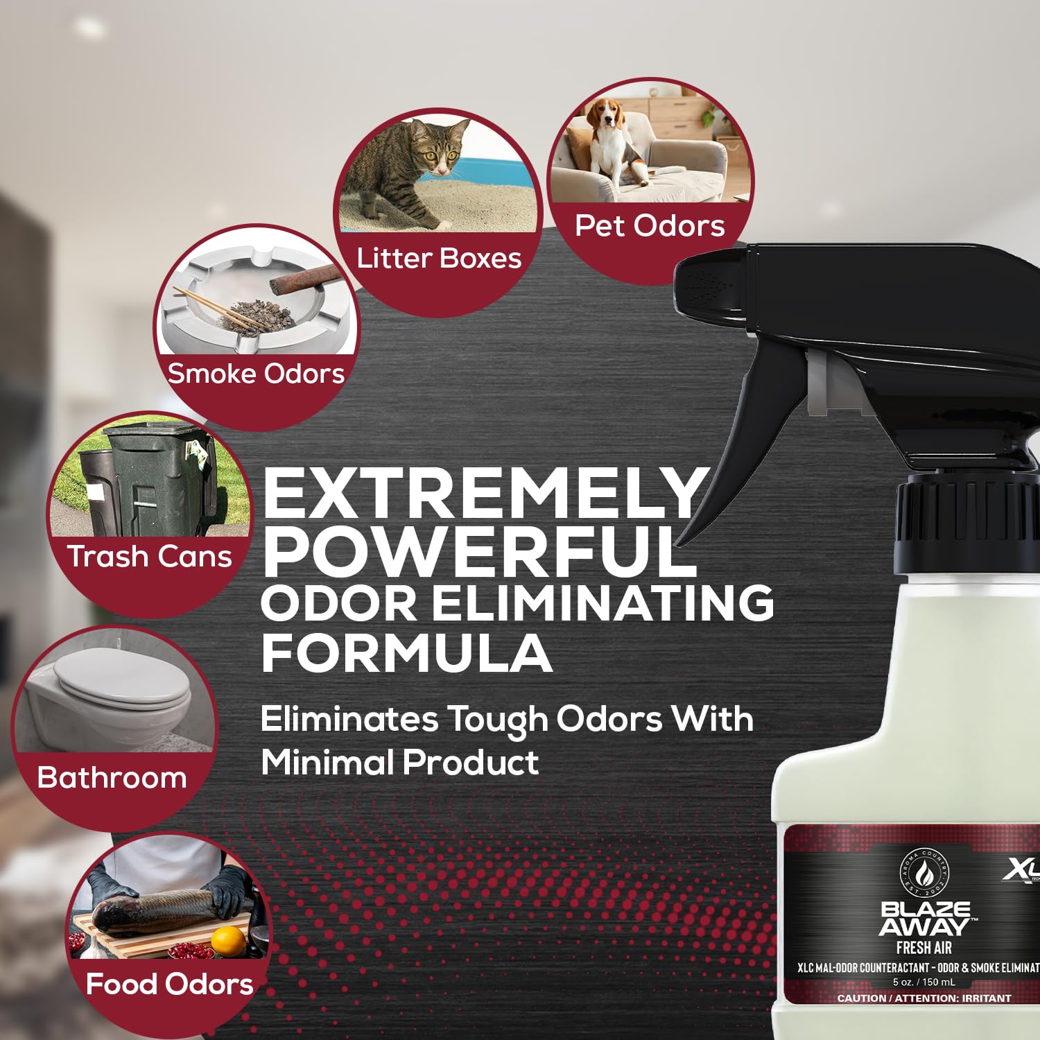 Blaze Away Commercial Air Freshener & Odor Eliminator for Strong Odor - Industrial-Grade Room Spray & Room Deodorizer for Home, Car, Smoke & Pet Odors