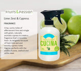 Fruits and Passion Cucina Biodegradable Water Based All Purpose Cleaner Household Multi-Surface Spray Bottle Cleaner 500 Milliliter (Lime Zest