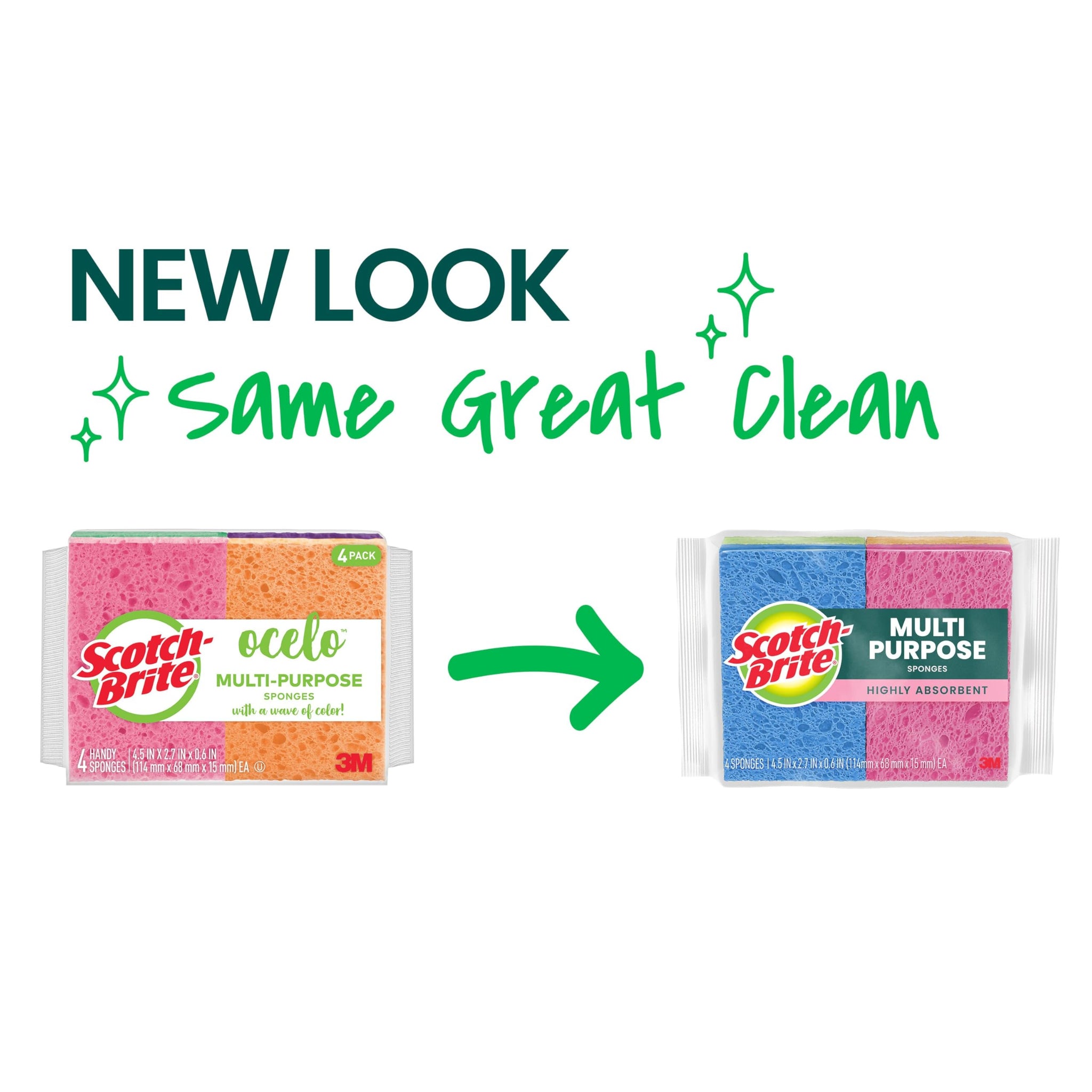 Scotch-Brite Multi-Purpose Sponges, Highly Absorbent Dish Sponge for Cleaning of Non-Stick Cookware, Showers, and Coolers, 40 Kitchen Sponges